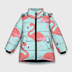 Зимняя куртка для девочек 3D с принтом Flamingos pattern , ткань верха — 100% полиэстер; подклад — 100% полиэстер, утеплитель — 100% полиэстер. | длина ниже бедра, удлиненная спинка, воротник стойка и отстегивающийся капюшон. Есть боковые карманы с листочкой на кнопках, утяжки по низу изделия и внутренний карман на молнии. 

Предусмотрены светоотражающий принт на спинке, радужный светоотражающий элемент на пуллере молнии и на резинке для утяжки. | animals | beautiful | bird | birds | birdy | blue | color | flamingo | nature | wild | белое | голубое | животные | красивое | красота | милое | природа | птица | птицы | птичка | птички | синее | фламинго | цвет | яркое