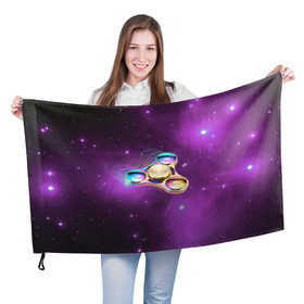 Флаг 3D с принтом Космический спиннер , 100% полиэстер | плотность ткани — 95 г/м2, размер — 67 х 109 см. Принт наносится с одной стороны | 