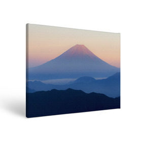 Холст прямоугольный с принтом Фудзияма , 100% ПВХ |  | fuji | вулкан | горы | рассвет | солнце | туман | утро | япония