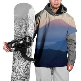 Накидка на куртку 3D с принтом Фудзияма , 100% полиэстер |  | fuji | вулкан | горы | рассвет | солнце | туман | утро | япония