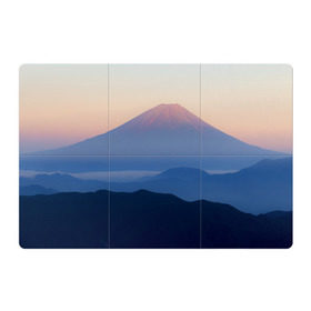 Магнитный плакат 3Х2 с принтом Фудзияма , Полимерный материал с магнитным слоем | 6 деталей размером 9*9 см | fuji | вулкан | горы | рассвет | солнце | туман | утро | япония