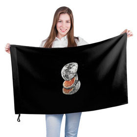 Флаг 3D с принтом Луна дольками , 100% полиэстер | плотность ткани — 95 г/м2, размер — 67 х 109 см. Принт наносится с одной стороны | апельсин | грейпфрут | ломтики | цитрус