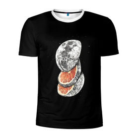 Мужская футболка 3D спортивная с принтом Луна дольками , 100% полиэстер с улучшенными характеристиками | приталенный силуэт, круглая горловина, широкие плечи, сужается к линии бедра | апельсин | грейпфрут | ломтики | цитрус