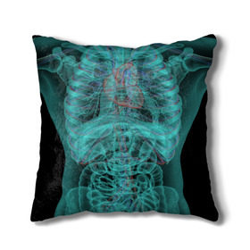 Подушка 3D с принтом рентген человека , наволочка – 100% полиэстер, наполнитель – холлофайбер (легкий наполнитель, не вызывает аллергию). | состоит из подушки и наволочки. Наволочка на молнии, легко снимается для стирки | кости | органы | рентген | человек
