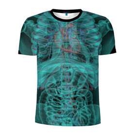 Мужская футболка 3D спортивная с принтом рентген человека , 100% полиэстер с улучшенными характеристиками | приталенный силуэт, круглая горловина, широкие плечи, сужается к линии бедра | кости | органы | рентген | человек
