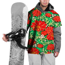Накидка на куртку 3D с принтом Узор из цветов , 100% полиэстер |  | 3d | арт | астры | красные | ромашки | узор | цветы