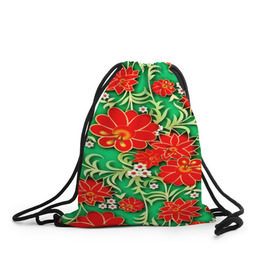 Рюкзак-мешок 3D с принтом Узор из цветов , 100% полиэстер | плотность ткани — 200 г/м2, размер — 35 х 45 см; лямки — толстые шнурки, застежка на шнуровке, без карманов и подкладки | 3d | арт | астры | красные | ромашки | узор | цветы