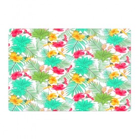 Магнитный плакат 3Х2 с принтом Tropical pattern , Полимерный материал с магнитным слоем | 6 деталей размером 9*9 см | 3d | арт | лето | пальмы | текстура | тропический | узор | цветы