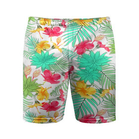 Мужские шорты 3D спортивные с принтом Tropical pattern ,  |  | 3d | арт | лето | пальмы | текстура | тропический | узор | цветы