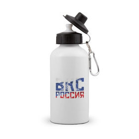 Бутылка спортивная с принтом ВКС Россия , металл | емкость — 500 мл, в комплекте две пластиковые крышки и карабин для крепления | 