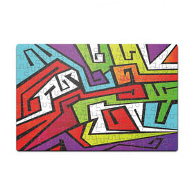Пазл магнитный 126 элементов с принтом Цветные граффити , полимерный материал с магнитным слоем | 126 деталей, размер изделия —  180*270 мм | арт | белый | граффити | жёлтый | зелёный | искусство | красный | лучшее | новинки | полосы | популярное | синий | узоры | фиолетовый | цвет | цветные граффити