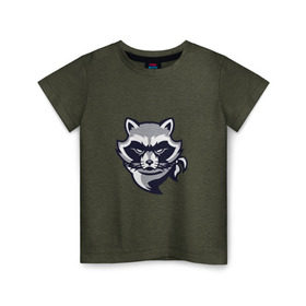 Детская футболка хлопок с принтом Крутой Енот , 100% хлопок | круглый вырез горловины, полуприлегающий силуэт, длина до линии бедер | арт енота | енот | еноты | животные | крутой | крутой енот