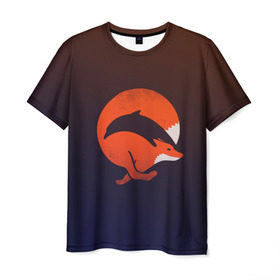 Мужская футболка 3D с принтом Лисица и дельфин , 100% полиэфир | прямой крой, круглый вырез горловины, длина до линии бедер | fox | два в одном | животное | зверь | красивая | лис | лиса | лисенок | лисица | лисичка | мех | патрикеевна | плутовка | прикольная | природа | рисунок | рыба | рыжая | рыжий цвет | сказка | хвост | хитрая