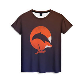 Женская футболка 3D с принтом Лисица и дельфин , 100% полиэфир ( синтетическое хлопкоподобное полотно) | прямой крой, круглый вырез горловины, длина до линии бедер | fox | два в одном | животное | зверь | красивая | лис | лиса | лисенок | лисица | лисичка | мех | патрикеевна | плутовка | прикольная | природа | рисунок | рыба | рыжая | рыжий цвет | сказка | хвост | хитрая