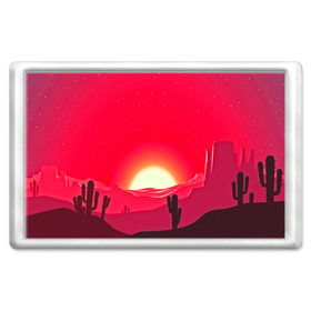Магнит 45*70 с принтом Gorgeous sunset , Пластик | Размер: 78*52 мм; Размер печати: 70*45 | 3d | арт | дикий запад | закат | кактус | природа | солнце