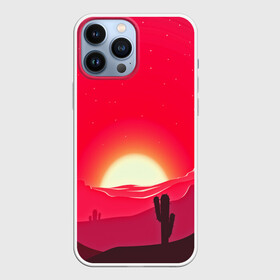 Чехол для iPhone 13 Pro Max с принтом Gorgeous sunset ,  |  | 3d | арт | дикий запад | закат | кактус | природа | солнце