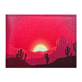 Обложка для студенческого билета с принтом Gorgeous sunset , натуральная кожа | Размер: 11*8 см; Печать на всей внешней стороне | Тематика изображения на принте: 3d | арт | дикий запад | закат | кактус | природа | солнце