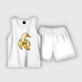 Детская пижама с шортами хлопок с принтом утка банан ,  |  | banana | duck | meme | банан | мем | утка