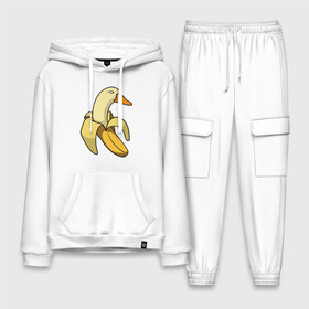 Мужской костюм хлопок с толстовкой с принтом утка банан ,  |  | banana | duck | meme | банан | мем | утка