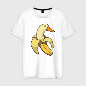 Мужская футболка хлопок с принтом утка банан , 100% хлопок | прямой крой, круглый вырез горловины, длина до линии бедер, слегка спущенное плечо. | banana | duck | meme | банан | мем | утка