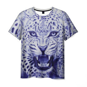 Мужская футболка 3D с принтом Леопард , 100% полиэфир | прямой крой, круглый вырез горловины, длина до линии бедер | арт | гепард | дикая кошка | зверь | искусство | кошка | леопард | хищник