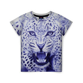 Детская футболка 3D с принтом Леопард , 100% гипоаллергенный полиэфир | прямой крой, круглый вырез горловины, длина до линии бедер, чуть спущенное плечо, ткань немного тянется | арт | гепард | дикая кошка | зверь | искусство | кошка | леопард | хищник