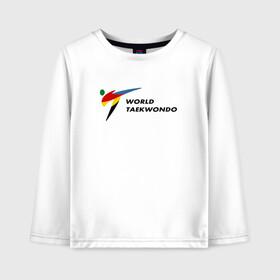 Детский лонгслив хлопок с принтом World Taekwondo logo , 100% хлопок | круглый вырез горловины, полуприлегающий силуэт, длина до линии бедер | world taekwondo | wt | логотип | тхэквондо