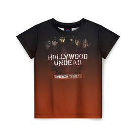 Детская футболка 3D с принтом Hollywood Undead 2 , 100% гипоаллергенный полиэфир | прямой крой, круглый вырез горловины, длина до линии бедер, чуть спущенное плечо, ткань немного тянется | hollywood undead | голливудская нежить