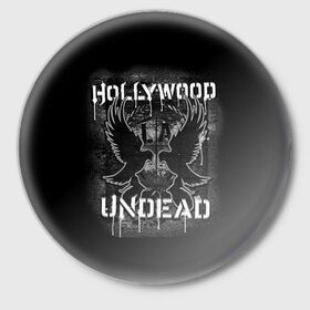 Значок с принтом Hollywood Undead 10 ,  металл | круглая форма, металлическая застежка в виде булавки | Тематика изображения на принте: hollywood undead | голливудская нежить