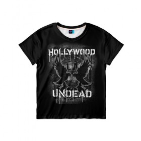 Детская футболка 3D с принтом Hollywood Undead 10 , 100% гипоаллергенный полиэфир | прямой крой, круглый вырез горловины, длина до линии бедер, чуть спущенное плечо, ткань немного тянется | hollywood undead | голливудская нежить