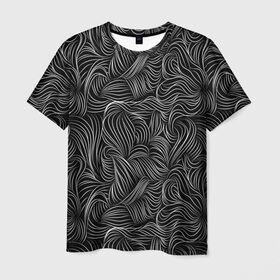 Мужская футболка 3D с принтом Черные Волны , 100% полиэфир | прямой крой, круглый вырез горловины, длина до линии бедер | абстракция | вензель | волосы | геометрия | графика | завитки | искусство | карандаш | линии | листья | метель | плавный | рисование | стиль | тонкий | узор | цветы | черно белый | чертеж | щупальца