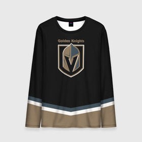 Мужской лонгслив 3D с принтом Vegas Golden Knights 2017 , 100% полиэстер | длинные рукава, круглый вырез горловины, полуприлегающий силуэт | nhl | vegas golden knights | спорт | хоккей