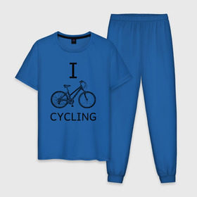 Мужская пижама хлопок с принтом I love cycling , 100% хлопок | брюки и футболка прямого кроя, без карманов, на брюках мягкая резинка на поясе и по низу штанин
 | bicycle | bike | bmx | cycling | enjoy | i | like | love | moto | ride | rider | sport | байк | велик | вело | велосипед | велосипедист | ездить | зож | катать | кататься | лето | спорт | спортсмен