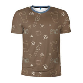Мужская футболка 3D спортивная с принтом Кофе , 100% полиэстер с улучшенными характеристиками | приталенный силуэт, круглая горловина, широкие плечи, сужается к линии бедра | coffee | кофе | паттерн