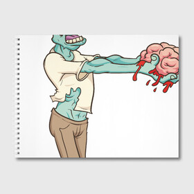 Альбом для рисования с принтом Zombie love , 100% бумага
 | матовая бумага, плотность 200 мг. | Тематика изображения на принте: brain | heart | love | zombie | зомби | любовь | мозги | сердце