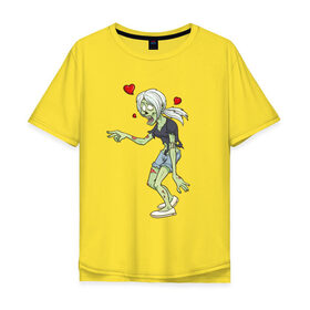 Мужская футболка хлопок Oversize с принтом Zombie love , 100% хлопок | свободный крой, круглый ворот, “спинка” длиннее передней части | heart | love | zombie | зомби | любовь | сердце