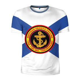 Мужская футболка 3D спортивная с принтом Морская пехота России , 100% полиэстер с улучшенными характеристиками | приталенный силуэт, круглая горловина, широкие плечи, сужается к линии бедра | 3d | вмф | море | морпехи | морские | флаг | якорь