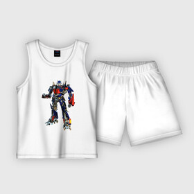 Детская пижама с шортами хлопок с принтом Оптимус ,  |  | Тематика изображения на принте: autobot | robot | transformers | автобот | кибертрон | оптимус | прайм | робот