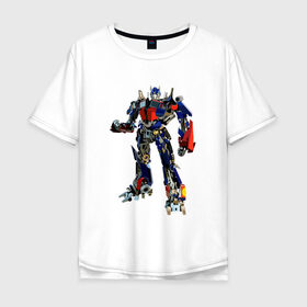 Мужская футболка хлопок Oversize с принтом Оптимус , 100% хлопок | свободный крой, круглый ворот, “спинка” длиннее передней части | autobot | robot | transformers | автобот | кибертрон | оптимус | прайм | робот