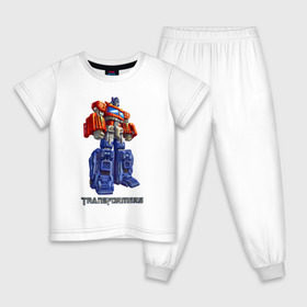 Детская пижама хлопок с принтом Оптимус Прайм , 100% хлопок |  брюки и футболка прямого кроя, без карманов, на брюках мягкая резинка на поясе и по низу штанин
 | Тематика изображения на принте: autobot | robot | transformers | автобот | кибертрон | оптимус | прайм | робот