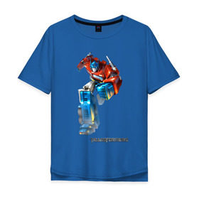 Мужская футболка хлопок Oversize с принтом Оптимус Прайм , 100% хлопок | свободный крой, круглый ворот, “спинка” длиннее передней части | autobot | robot | transformers | автобот | кибертрон | оптимус | прайм | робот