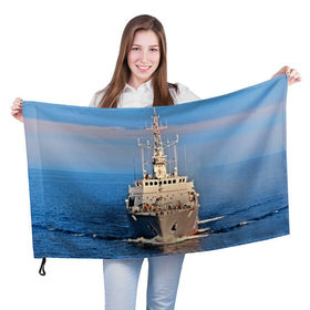 Флаг 3D с принтом Тральщик , 100% полиэстер | плотность ткани — 95 г/м2, размер — 67 х 109 см. Принт наносится с одной стороны | балтийское море | корабль | судно | флот