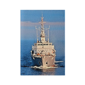 Обложка для паспорта матовая кожа с принтом Тральщик , натуральная матовая кожа | размер 19,3 х 13,7 см; прозрачные пластиковые крепления | Тематика изображения на принте: балтийское море | корабль | судно | флот