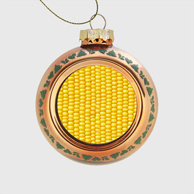 Стеклянный ёлочный шар с принтом Сладкая вареная кукуруза , Стекло | Диаметр: 80 мм | Тематика изображения на принте: еда | кукуруза