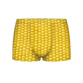 Мужские трусы 3D с принтом Сладкая вареная кукуруза , 50% хлопок, 50% полиэстер | классическая посадка, на поясе мягкая тканевая резинка | еда | кукуруза