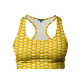 Женский спортивный топ 3D с принтом Сладкая вареная кукуруза , 82% полиэстер, 18% спандекс Ткань безопасна для здоровья, позволяет коже дышать, не мнется и не растягивается |  | еда | кукуруза