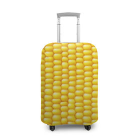 Чехол для чемодана 3D с принтом Сладкая вареная кукуруза , 86% полиэфир, 14% спандекс | двустороннее нанесение принта, прорези для ручек и колес | еда | кукуруза