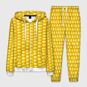 Мужской костюм 3D с принтом Сладкая вареная кукуруза , 100% полиэстер | Манжеты и пояс оформлены тканевой резинкой, двухслойный капюшон со шнурком для регулировки, карманы спереди | еда | кукуруза
