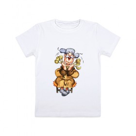 Детская футболка хлопок с принтом Русская радость , 100% хлопок | круглый вырез горловины, полуприлегающий силуэт, длина до линии бедер | 