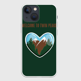 Чехол для iPhone 13 mini с принтом Добро пожаловать в Твин Пикс ,  |  | twin peaks | welcome | агент купер | горы | дэвид линч | совы не то чем кажутся | сосны | чертовски хороший кофе